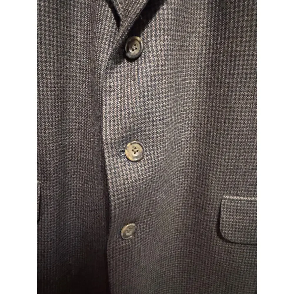 Oscar De La Renta Men's 100% Wool Blazer Sports Coat Brown Houndstooth Sz 46R